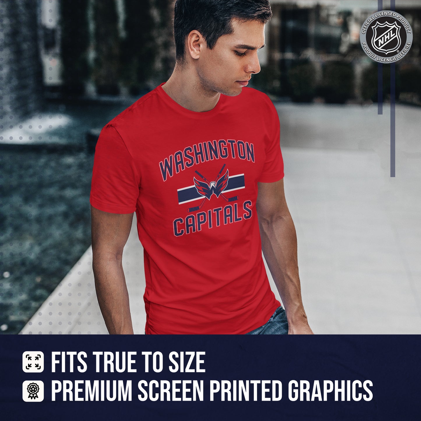 Washington Capitals NHL Adult Face Off Tag-Less T-Shirt - Red