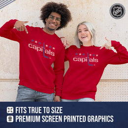 Washington Capitals Adult NHL Retro Logo Hockey Fleece Crewneck Sweatshirt - Red Heather