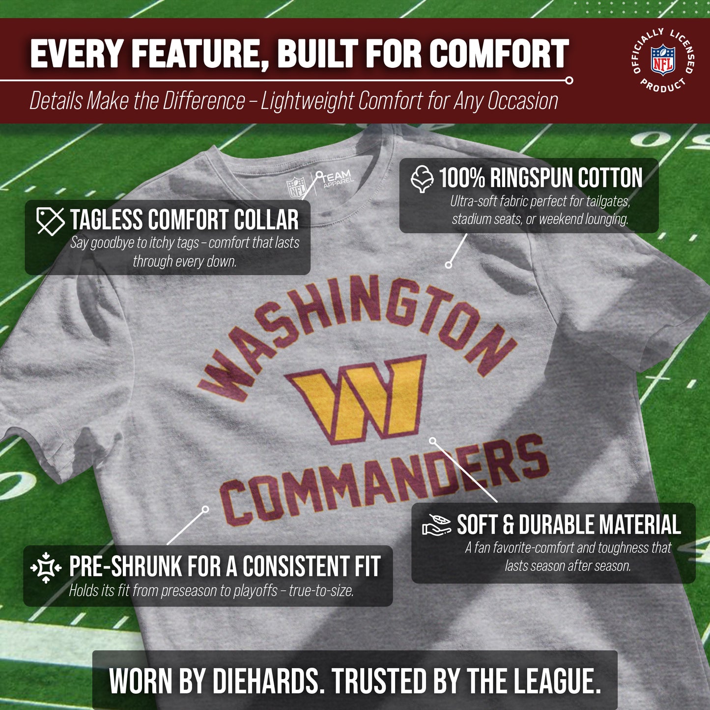Washington Commanders NFL Adult Gameday T-Shirt - Gray