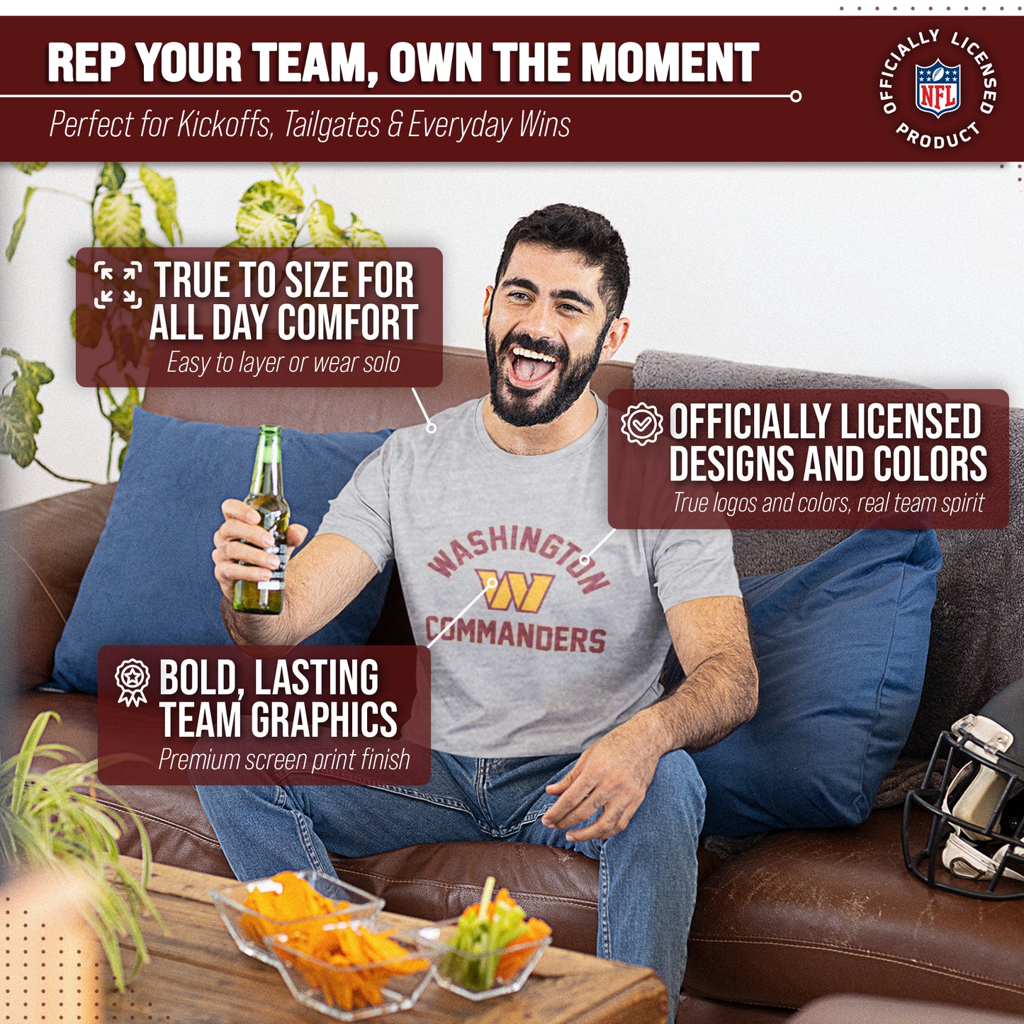 Washington Commanders NFL Adult Gameday T-Shirt - Gray