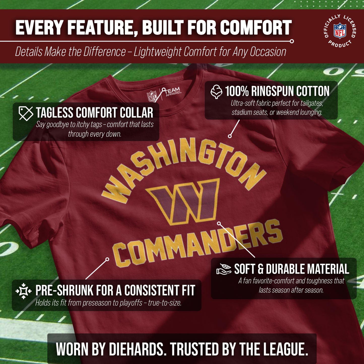 Washington Commanders NFL Adult Gameday T-Shirt - Maroon