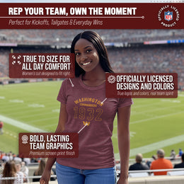 Washington Commanders NFL Womens Big Date Tag-Less T-Shirt - Maroon Heather