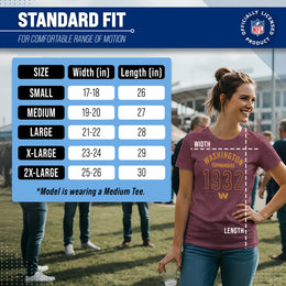 Washington Commanders NFL Womens Big Date Tag-Less T-Shirt - Maroon Heather