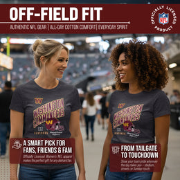 Washington Commanders NFL Womens Distressed Helmet Tag-Less Soft T-Shirt - Heather Charcoal