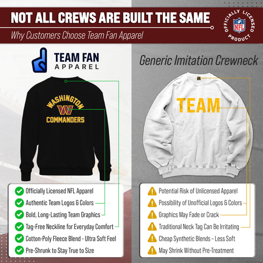 Washington Commanders NFL Adult Gameday Football Crewneck Sweatshirt - Black