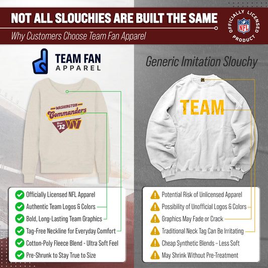 Washington Commanders NFL Womens Vintage Charm Slouchy Crewneck - Birch