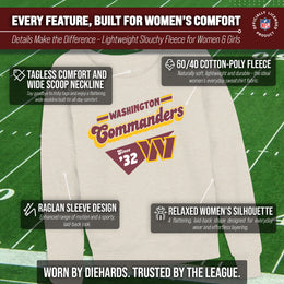 Washington Commanders NFL Womens Vintage Charm Slouchy Crewneck - Birch