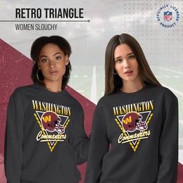 Washington Commanders NFL Womens Retro Triangle Slouchy Crewneck - Heather Charcoal