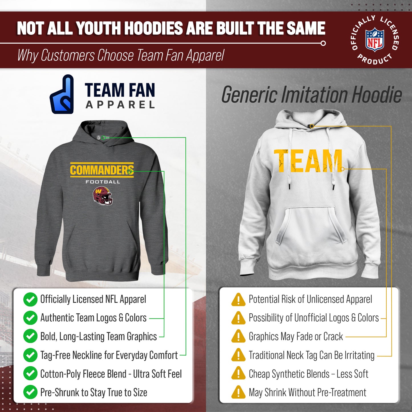 Washington Commanders NFL Youth Football Helmet Hood - Charcoal