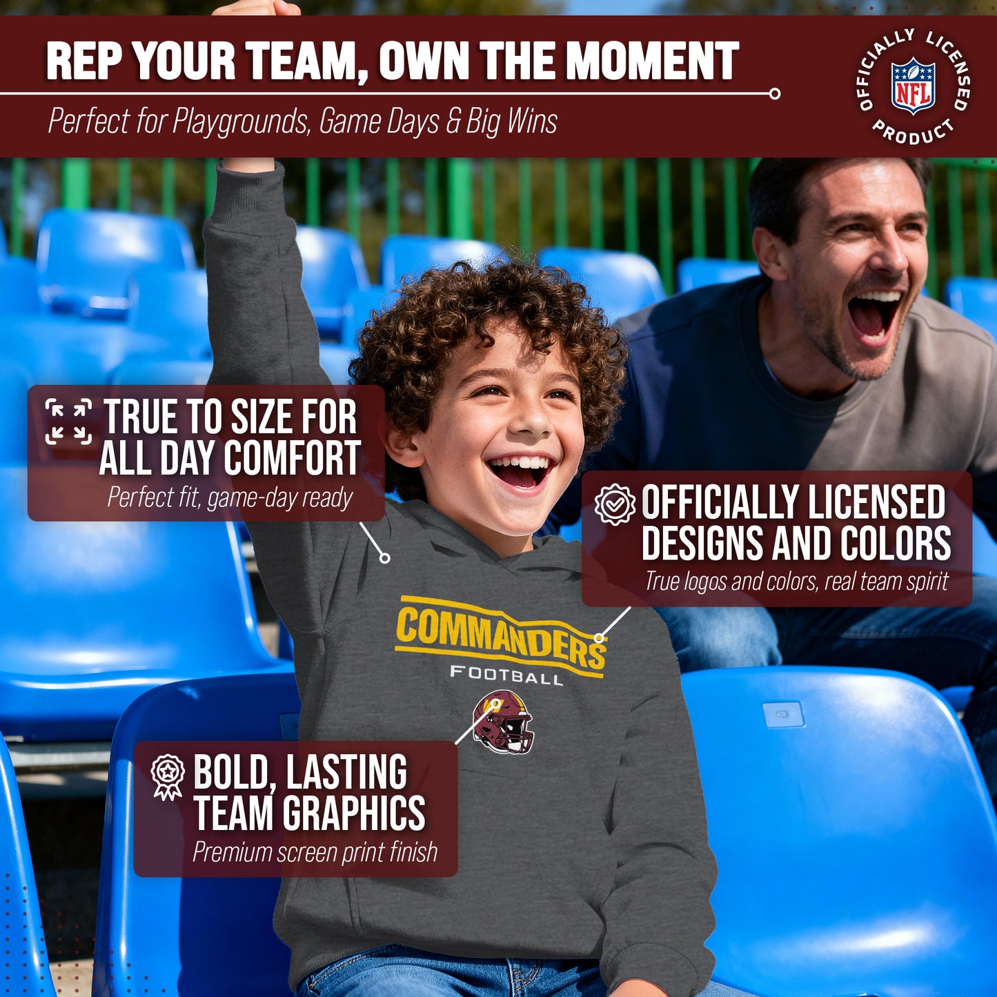 Washington Commanders NFL Youth Football Helmet Hood - Charcoal