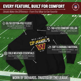 Washington Commanders Adult NFL Diagonal Fade Fleece Hooded Sweatshirt - Black