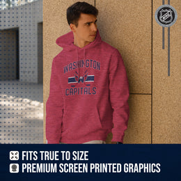 Washington Capitals Adult NHL Faceoff Hockey Fleece Hooded Sweatshirt- Jersey Stripe - Red