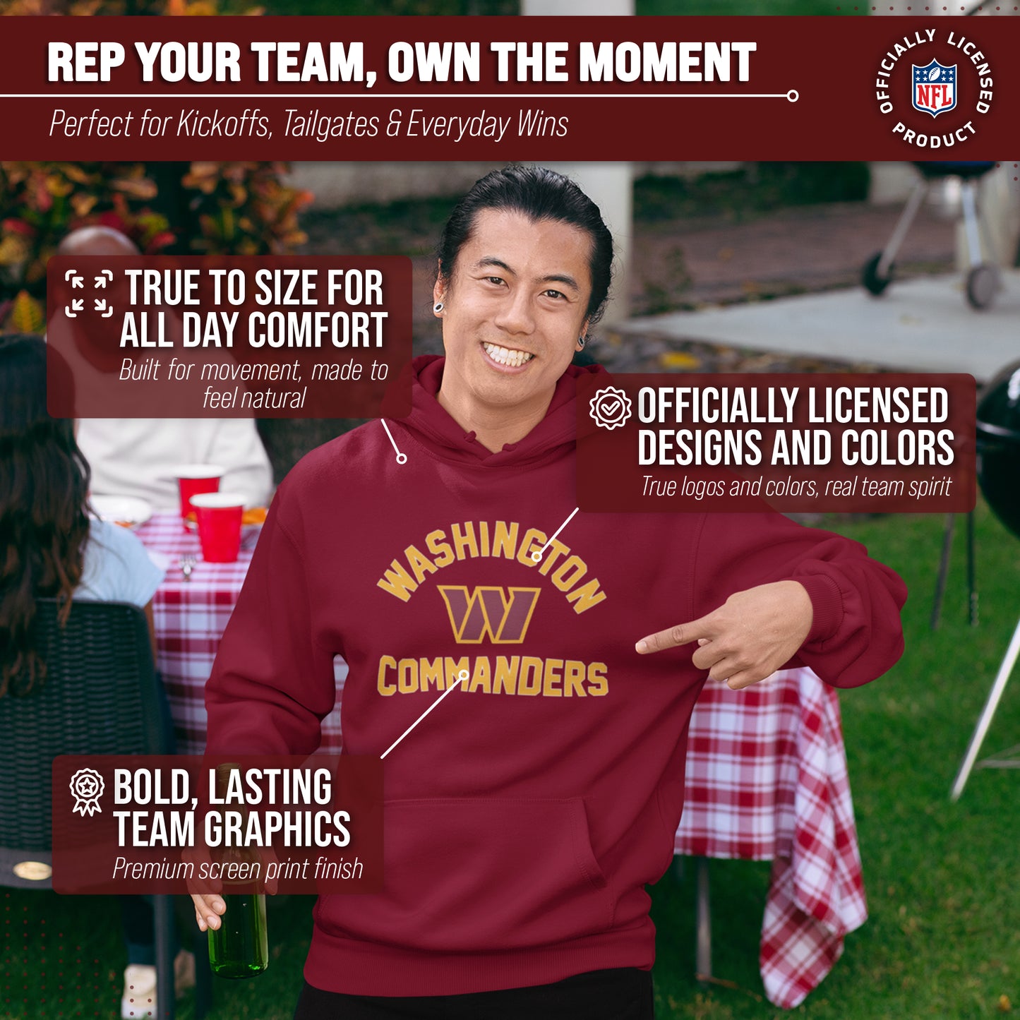 Washington Commanders NFL Adult Gameday Hooded Sweatshirt - Maroon
