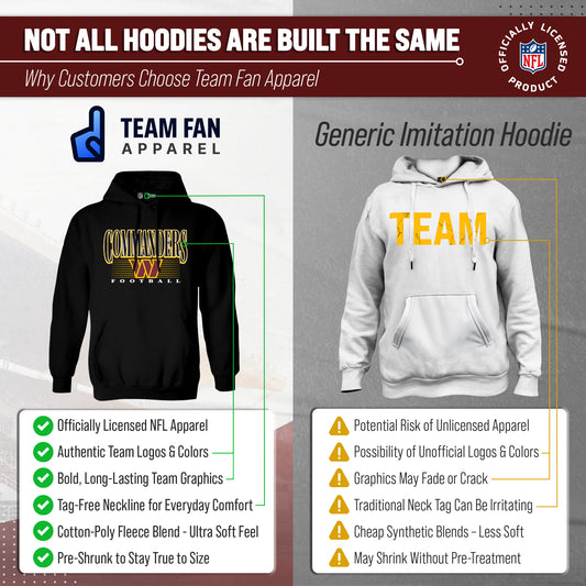 Washington Commanders NFL Adult Unisex Overtime Blueprint Soft Fleece Hooded Sweatshirt - Black