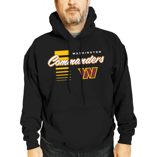 Washington Commanders NFL Adult Unisex Retro Script Ultra Soft Fleece Hooded Sweatshirt - Black