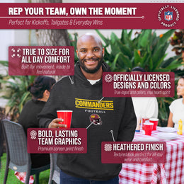 Washington Commanders Adult NFL Football Helmet Heather Hooded Sweatshirt  - Charcoal