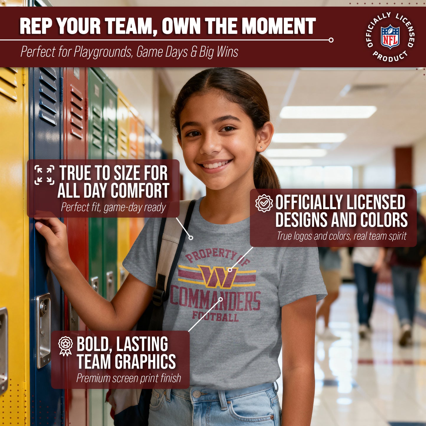 Washington Commanders NFL Youth Property Of Short Sleeve Lightweight T Shirt - Sport Gray