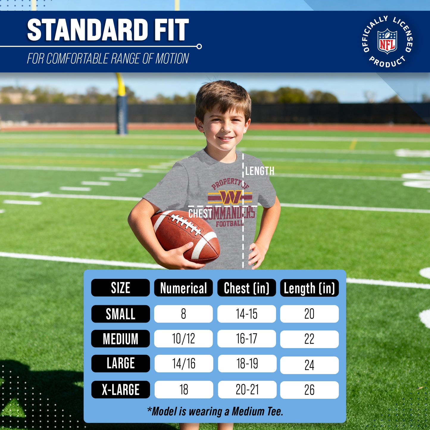 Washington Commanders NFL Youth Property Of Short Sleeve Lightweight T Shirt - Sport Gray