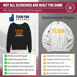 Washington Commanders Women's NFL Ultimate Fan Logo Slouchy Crewneck -Tagless Fleece Lightweight Pullover - Charcoal