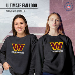 Washington Commanders Women's NFL Ultimate Fan Logo Slouchy Crewneck -Tagless Fleece Lightweight Pullover - Charcoal