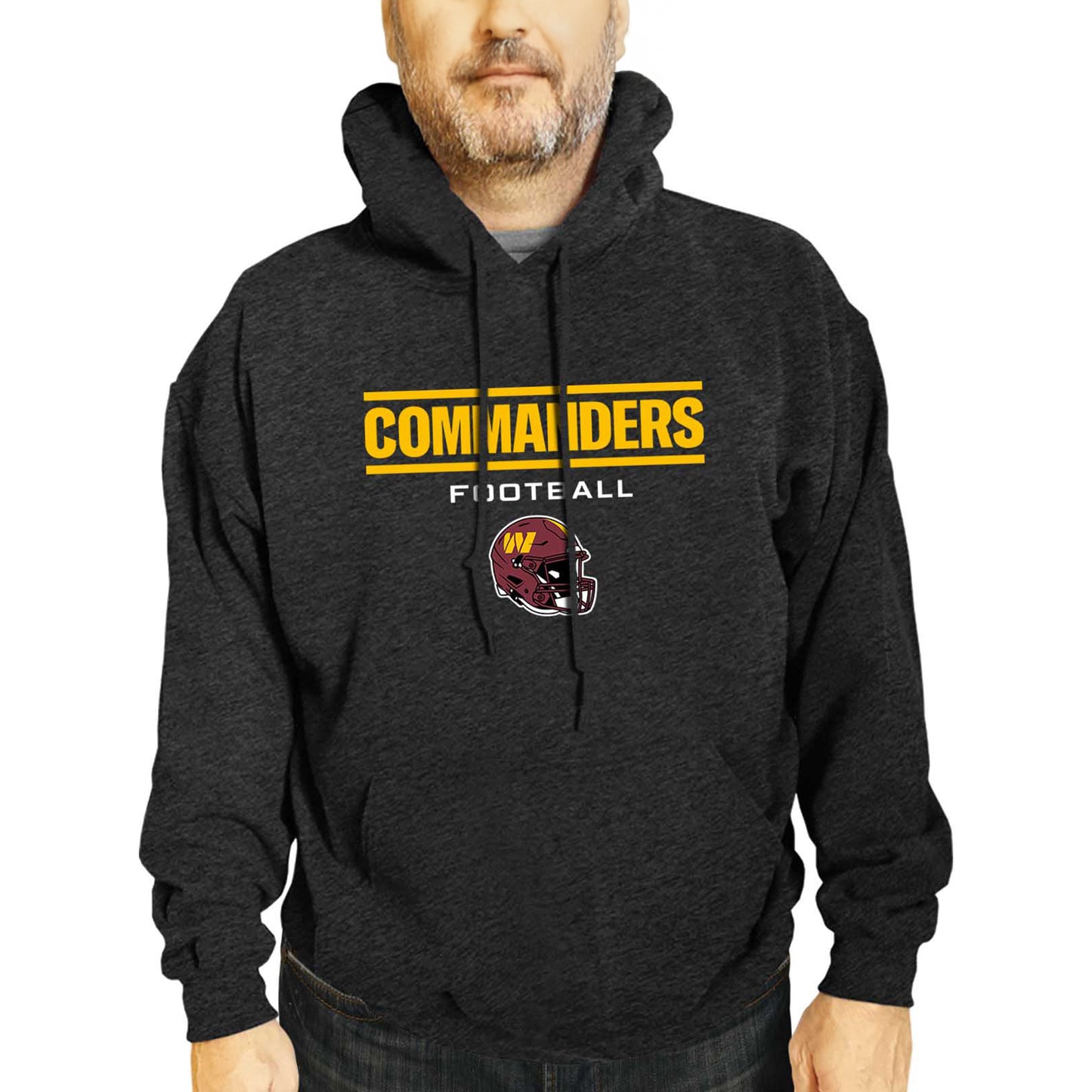 Washington Commanders Adult NFL Football Helmet Heather Hooded Sweatshirt  - Charcoal