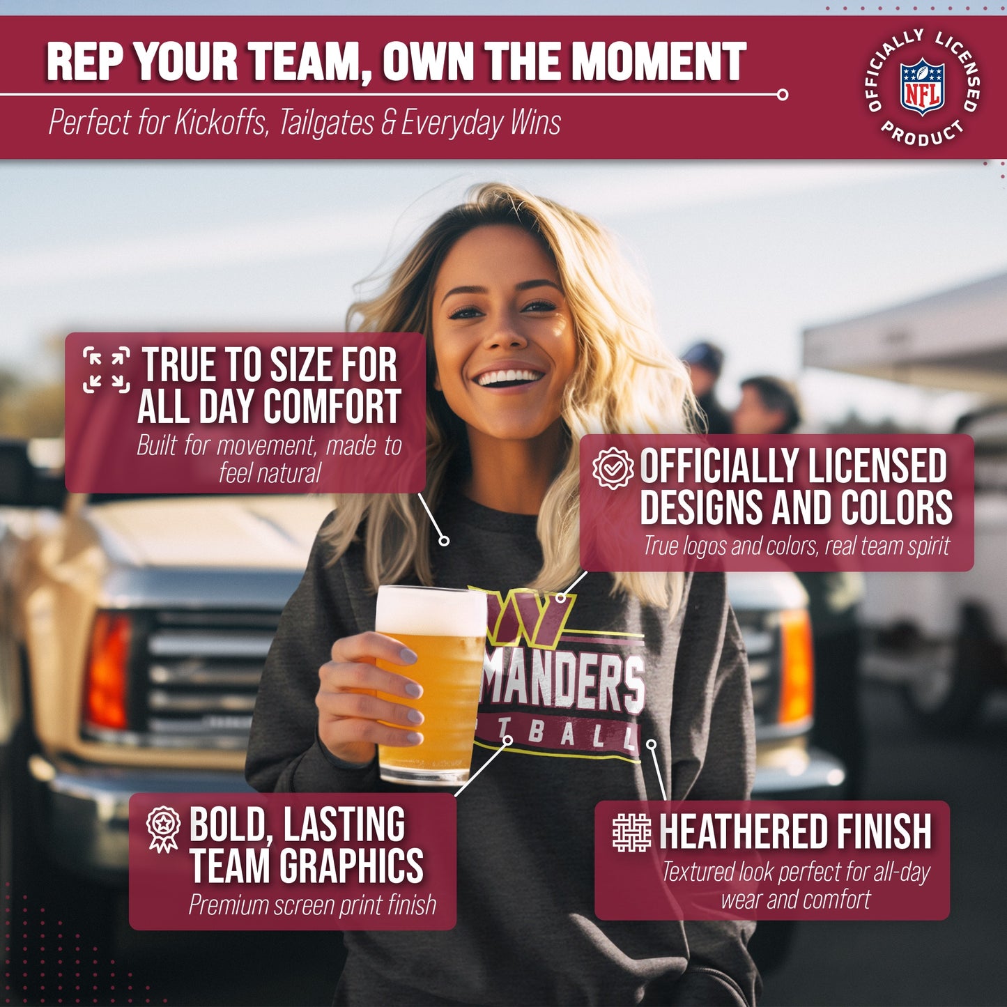 Washington Commanders NFL Adult True Fan Crewneck Sweatshirt - Charcoal