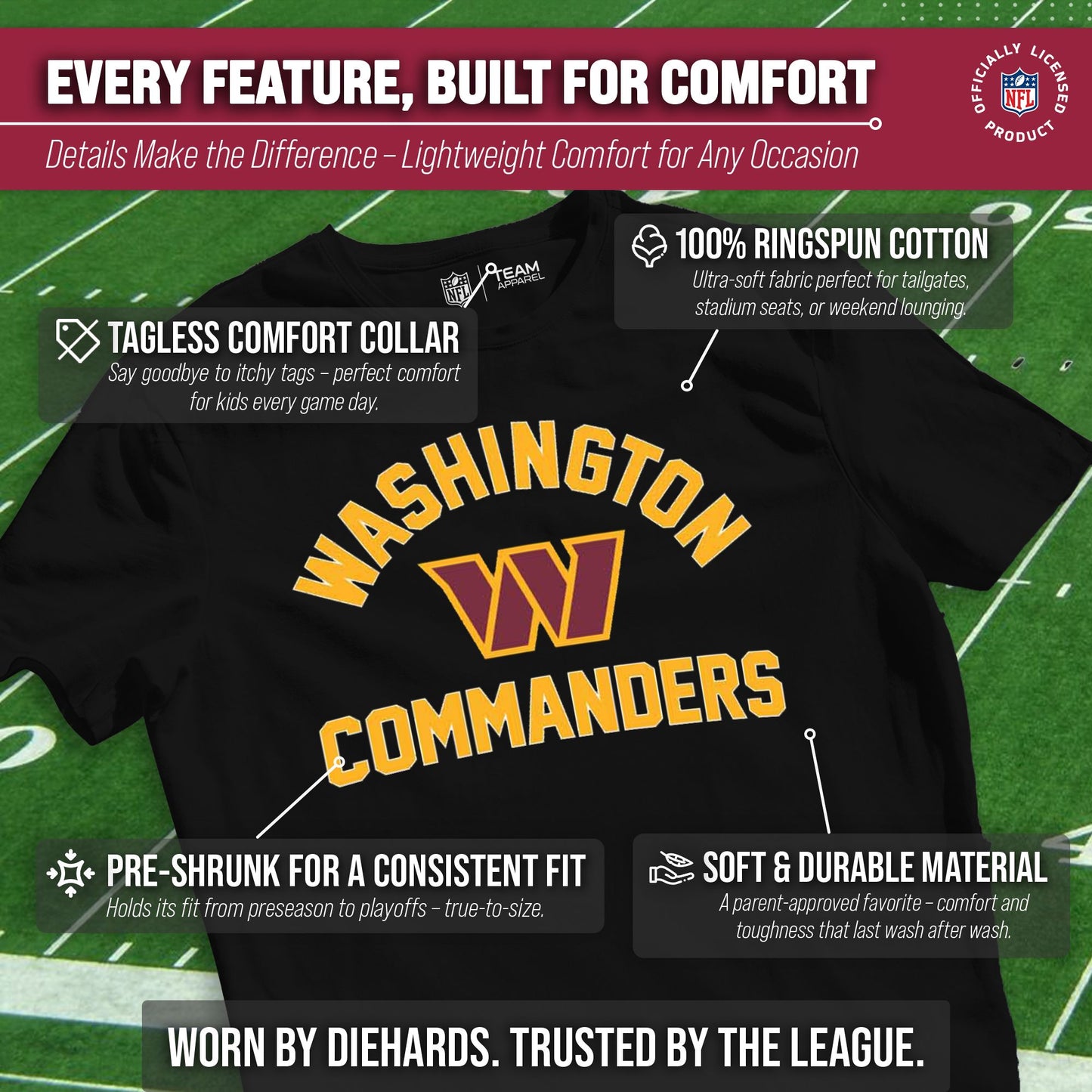 Washington Commanders NFL Youth Gameday Football T-Shirt - Black