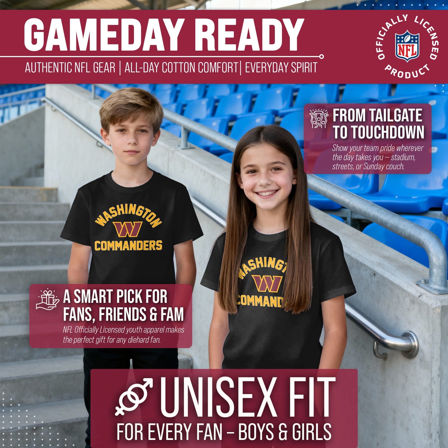 Washington Commanders NFL Youth Gameday Football T-Shirt - Black