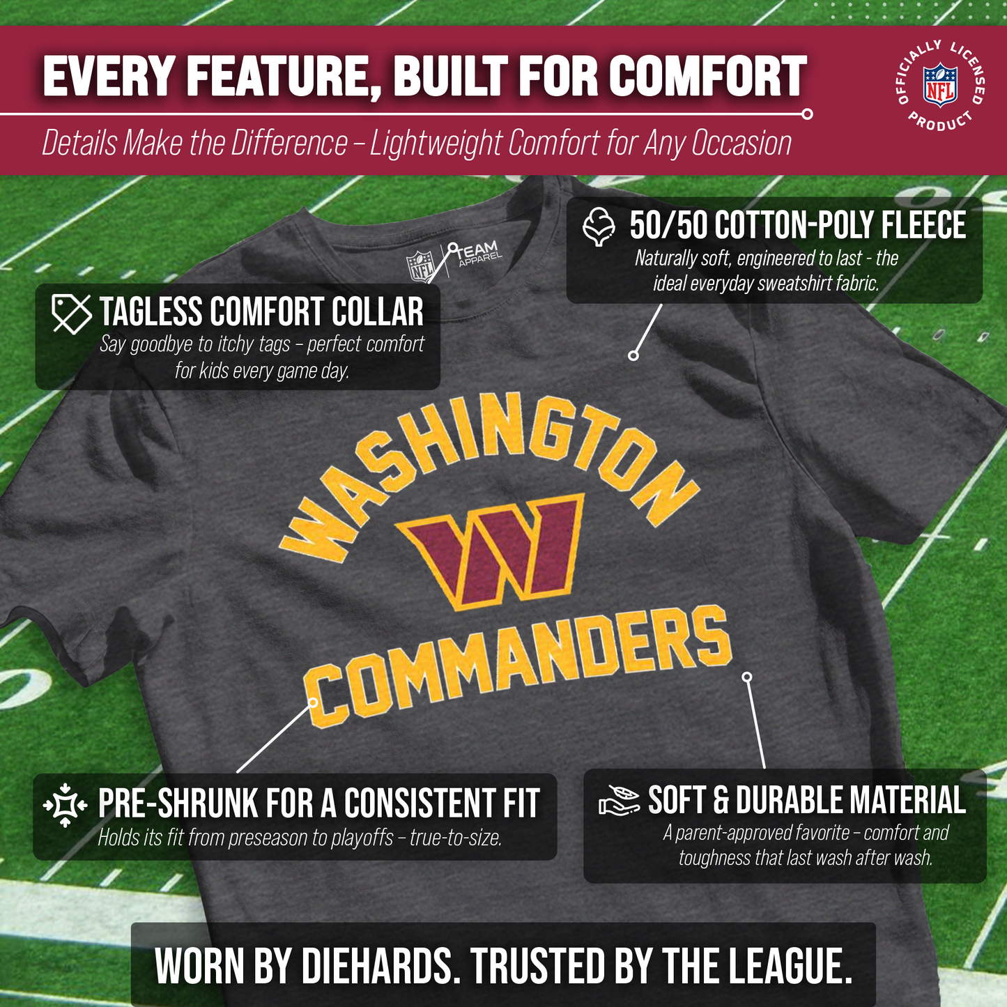 Washington Commanders NFL Youth Gameday Football T-Shirt - Charcoal