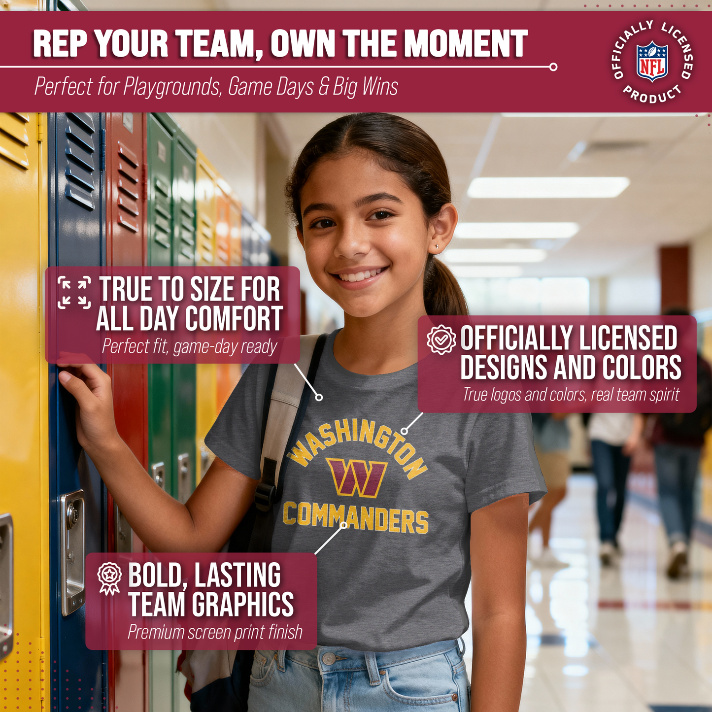 Washington Commanders NFL Youth Gameday Football T-Shirt - Charcoal