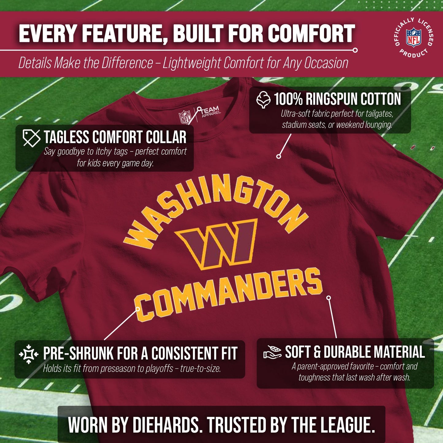 Washington Commanders NFL Youth Gameday Football T-Shirt - Maroon