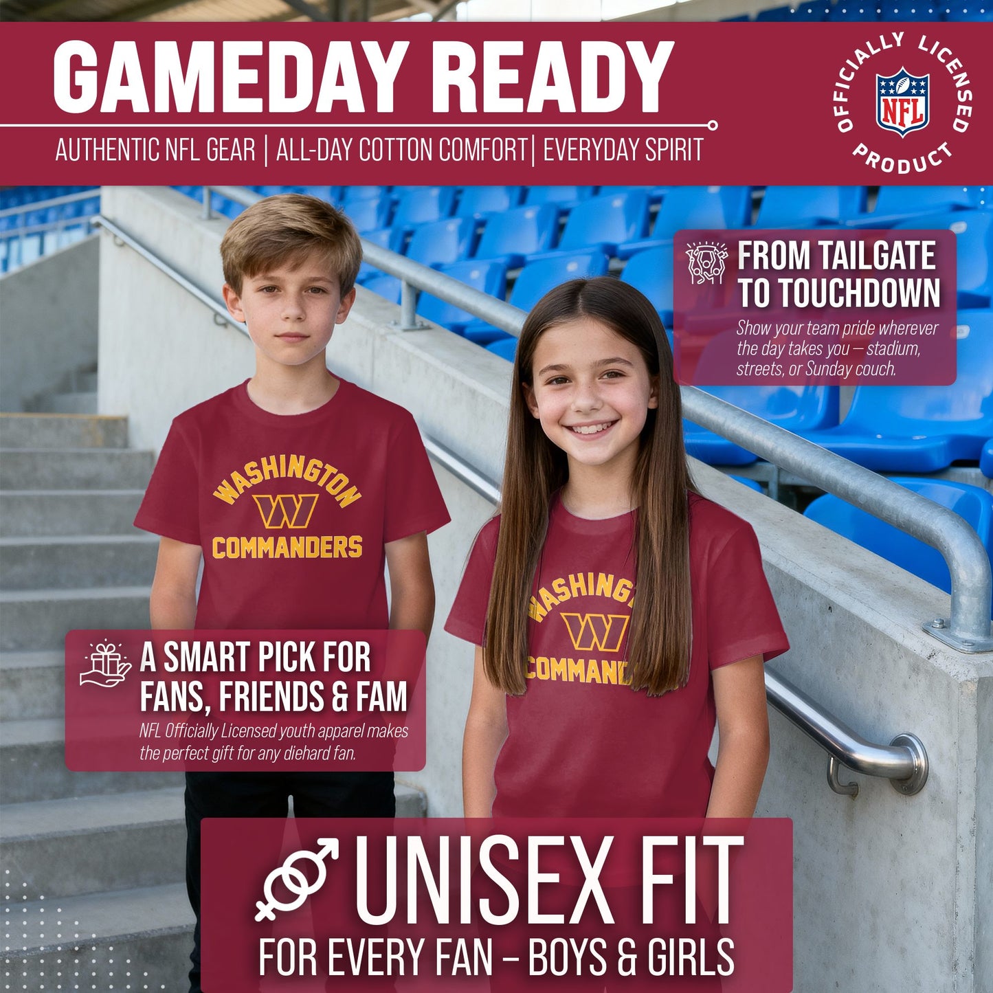 Washington Commanders NFL Youth Gameday Football T-Shirt - Maroon