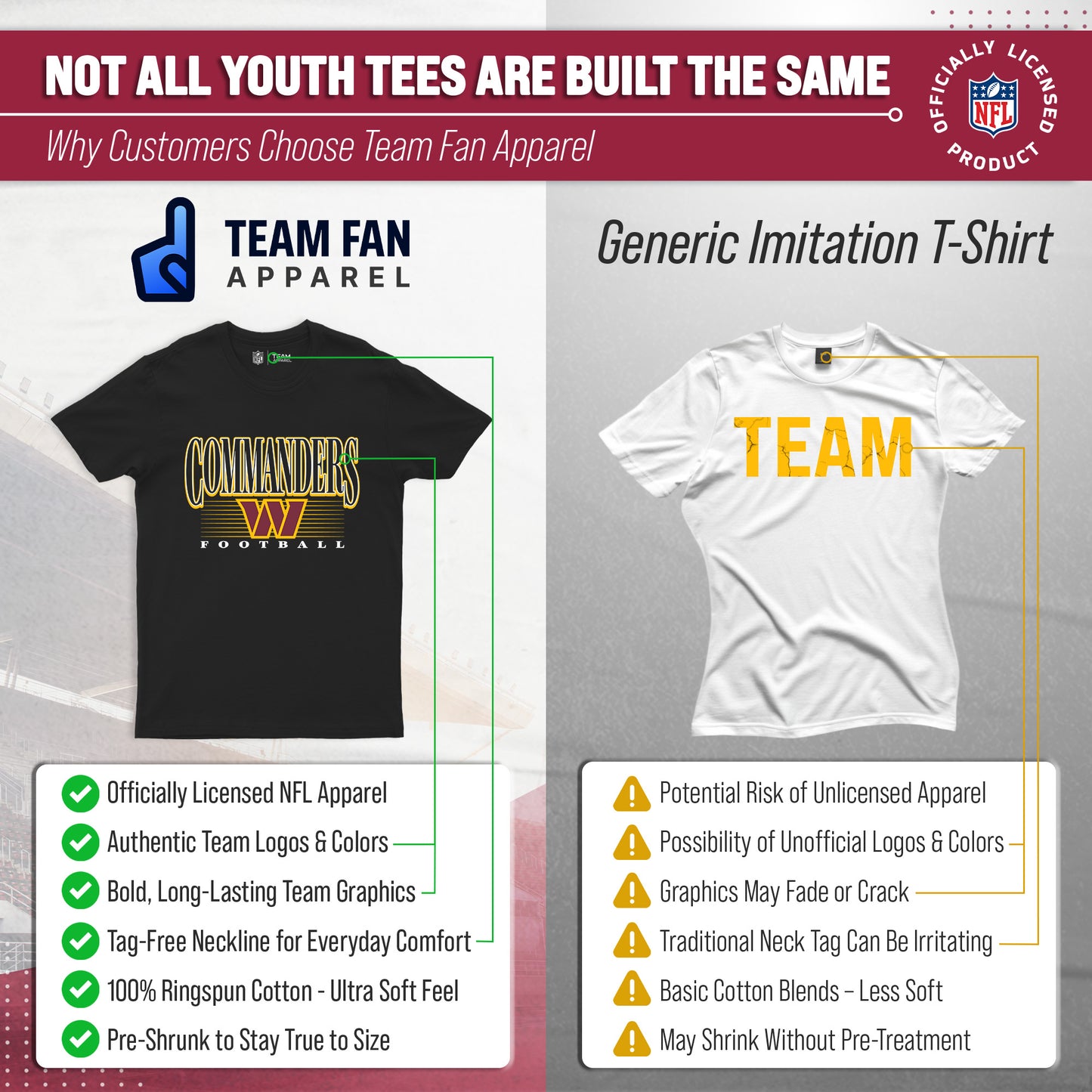 Washington Commanders NFL Youth Overtime Blueprint Football T-Shirt Unisex Tag Free Comfortable - Black