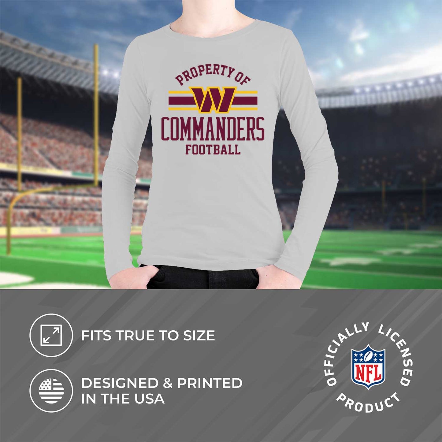 Washington Commanders NFL Youth Property Of Crew Sweatshirt - Sport Gray