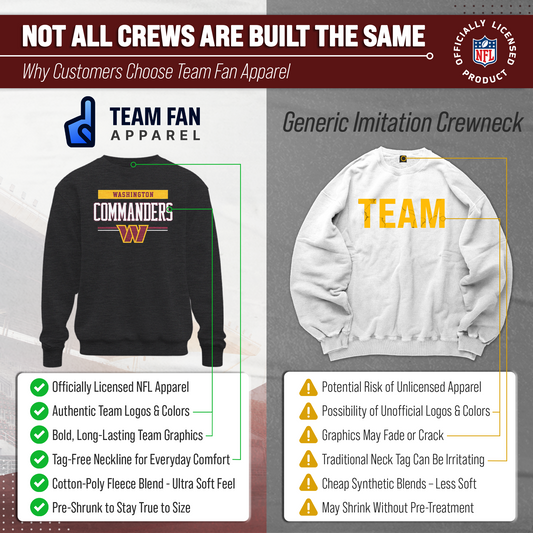 Washington Commanders NFL Adult Long Sleeve Team Block Charcoal Crewneck Sweatshirt - Charcoal