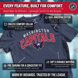 Washington Capitals NHL Adult Powerplay Heathered Unisex T-Shirt - Navy