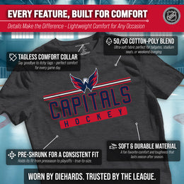 Washington Capitals Adult NHL Heather Charcoal True Fan Hockey T-Shirt - Charcoal