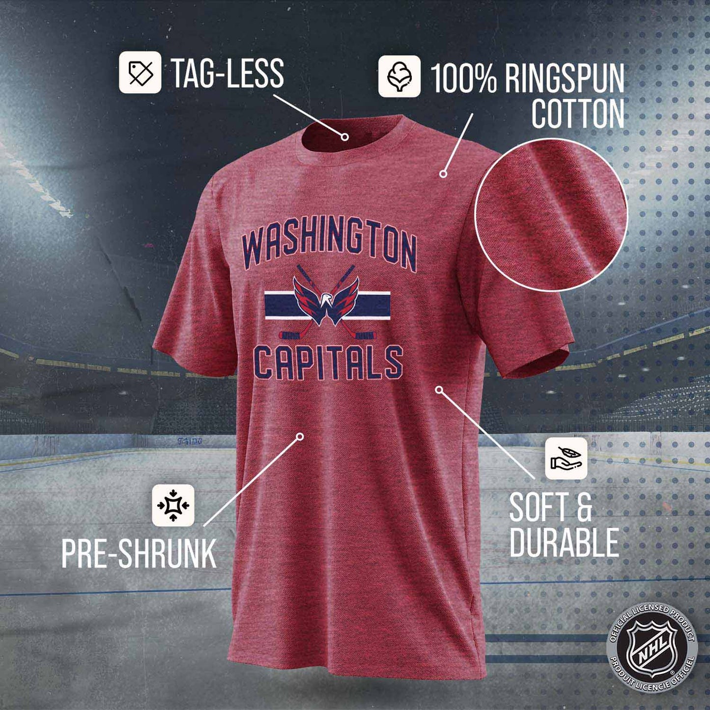 Washington Capitals NHL Adult Faceoff Tag-Less T-Shirt - Red