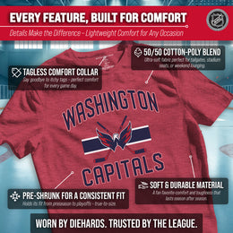 Washington Capitals NHL Adult Faceoff Tag-Less T-Shirt - Red