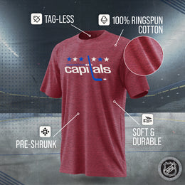 Washington Capitals NHL Adult Retro Logo Tag-Less T-Shirt - Red Heather