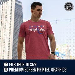 Washington Capitals NHL Adult Retro Logo Tag-Less T-Shirt - Red Heather