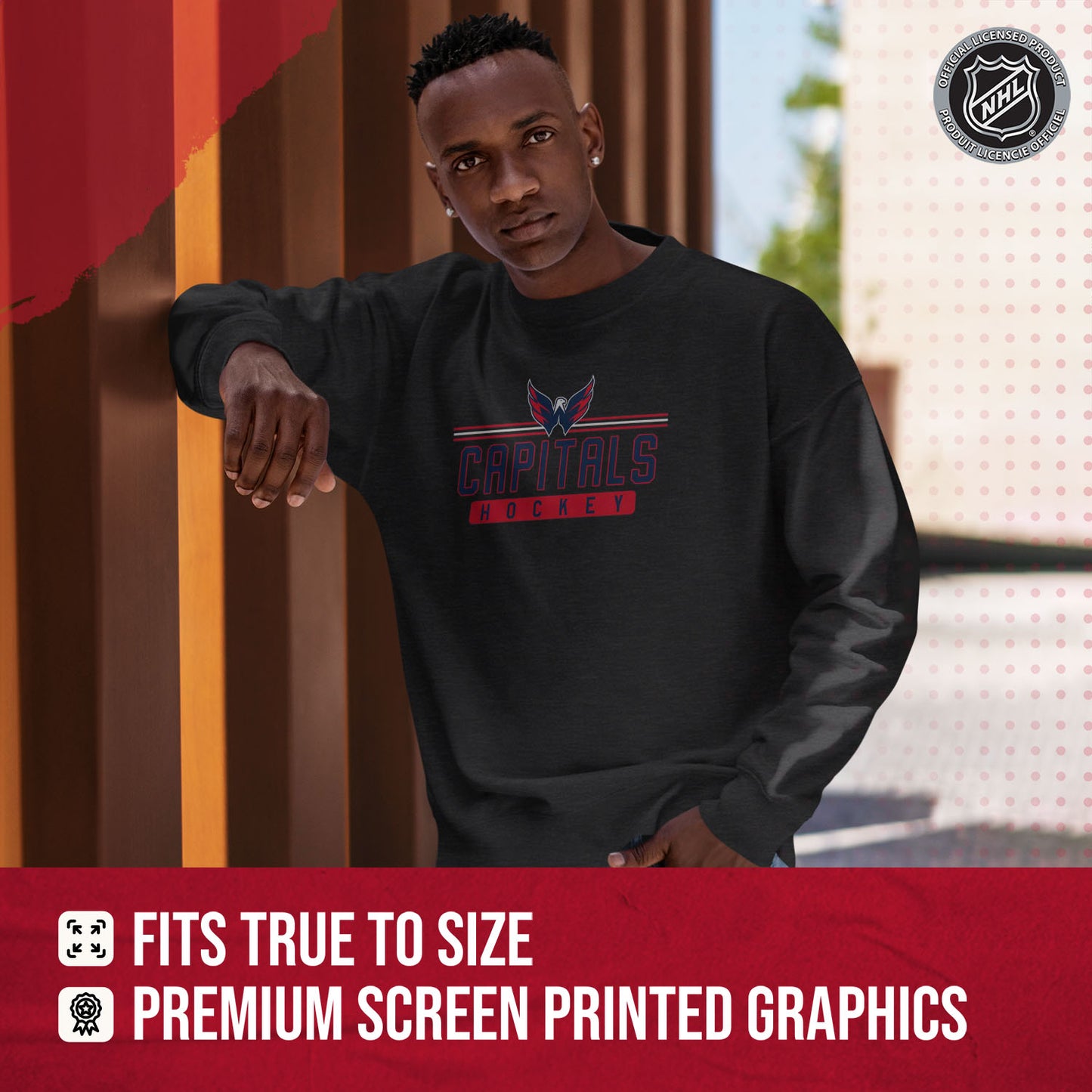 Washington Capitals NHL Charcoal True Fan Crewneck Sweatshirt - Charcoal