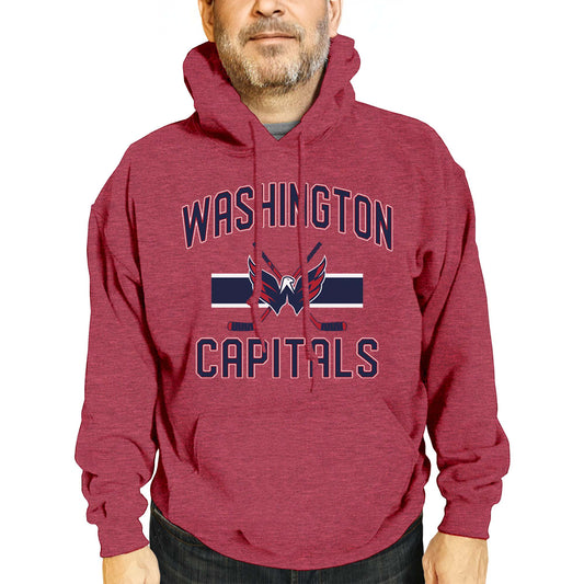 Washington Capitals Adult NHL Faceoff Hockey Fleece Hooded Sweatshirt- Jersey Stripe - Red