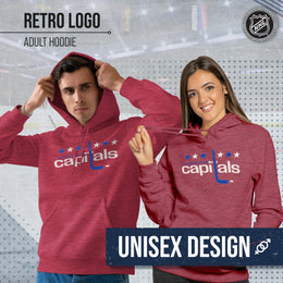 Washington Capitals Adult NHL Retro Logo Hockey Fleece Hooded Sweatshirt - Red Heather