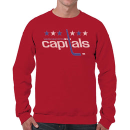 Washington Capitals Adult NHL Retro Logo Hockey Fleece Crewneck Sweatshirt - Red Heather