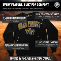Wake Forest Demon Deacons Adult Arch & Logo Soft Style Gameday Crewneck Sweatshirt - Black