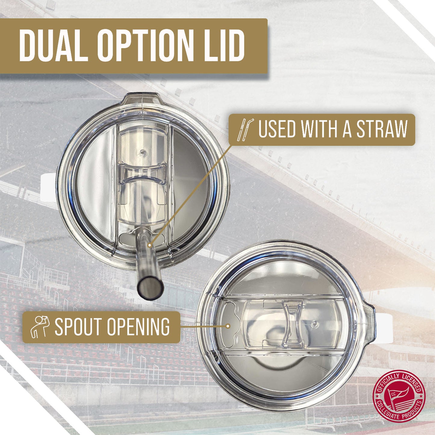 Wake Forest Demon Deacons NCAA Stainless Steel 20oz Roadie With Handle & Dual Option Lid With Straw - White