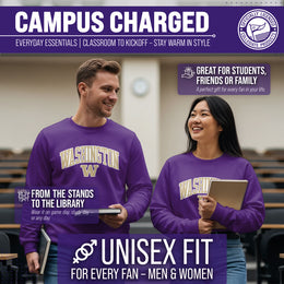 Washington Huskies NCAA Adult Tackle Twill Crewneck Sweatshirt - Purple