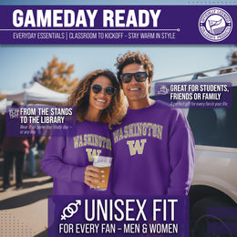Washington Huskies Adult Arch & Logo Soft Style Gameday Crewneck Sweatshirt - Purple