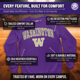 Washington Huskies Adult Arch & Logo Soft Style Gameday Crewneck Sweatshirt - Purple